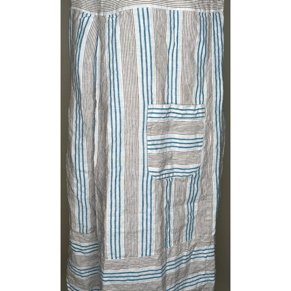 J Jill Love Linen womens dress sleeveless white brown blue striped shift size XS - Picture 7 of 12